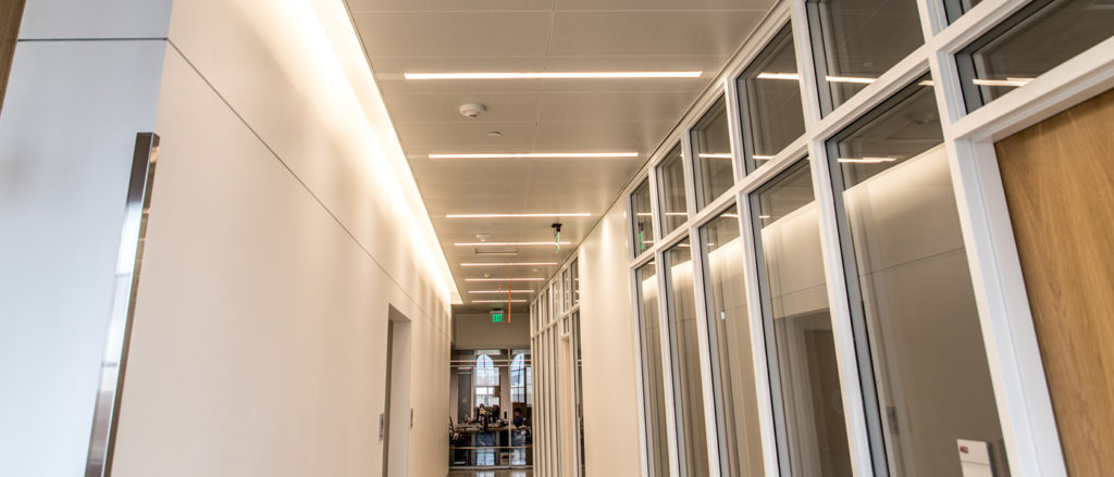 Hallway that lead people to working station for USC Michelson Center